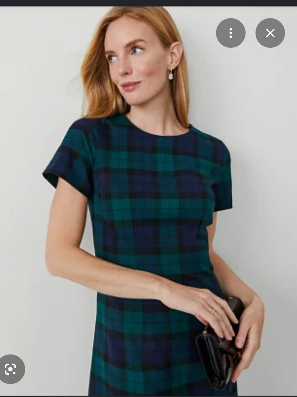 Ann Taylor Plaid Midi Dress in Blue & Green Size Medium